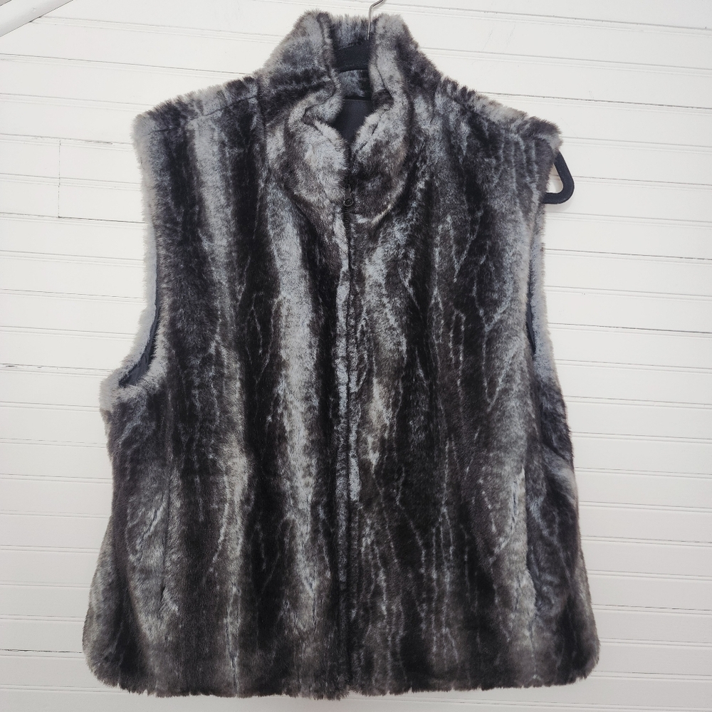 Blasport Reversible Zip Front Faux Fur Trim‎ Vest Womens Large